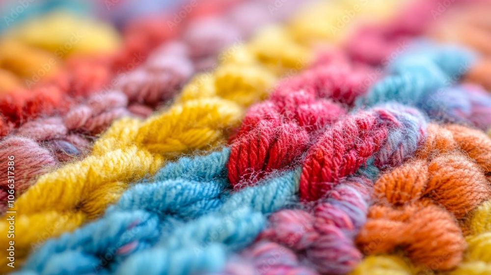 Close-up of Multicolored Knitted Fabric Texture Close-up of Multicolored Knitted Fabric Texture