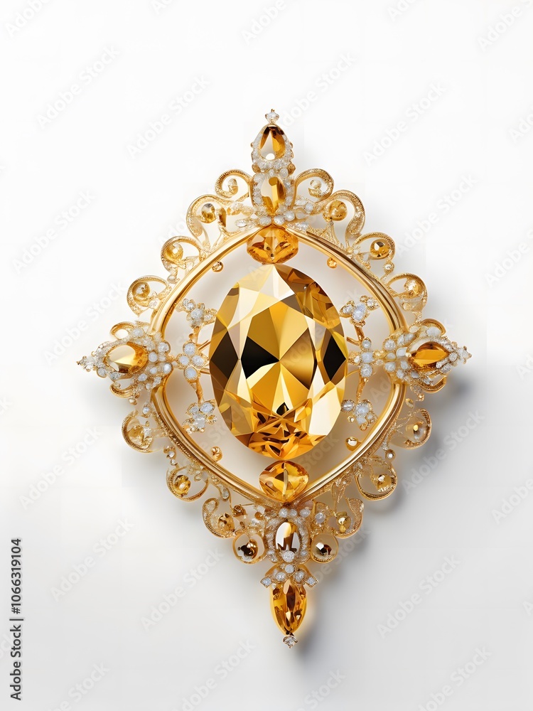 Naklejka premium Golden diamond on white background