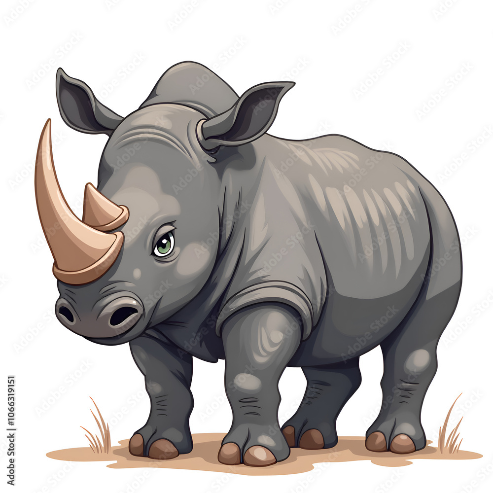 Fototapeta premium Embrace the strength and majesty of the rhino in a captivating artistic form, digital illustration of character design concept.