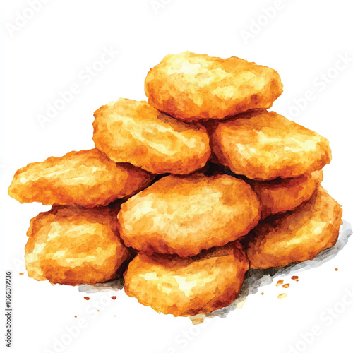 Chicken nugget watercolor clipart illustration