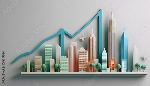 The integration of the ASEAN Economic Community shows economic growth with an arrow pointing up and a city.