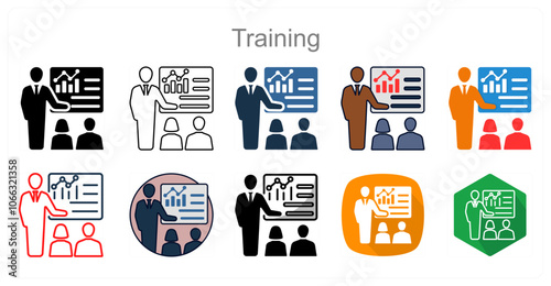 A set of 10 Training icons as Coaching, Practice, Skill