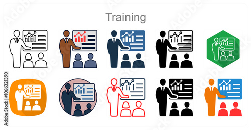 A set of 10 Training icons as Coaching, Practice, Skill