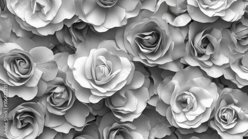 A Close-Up Black and White Image of a Bouquet of Roses