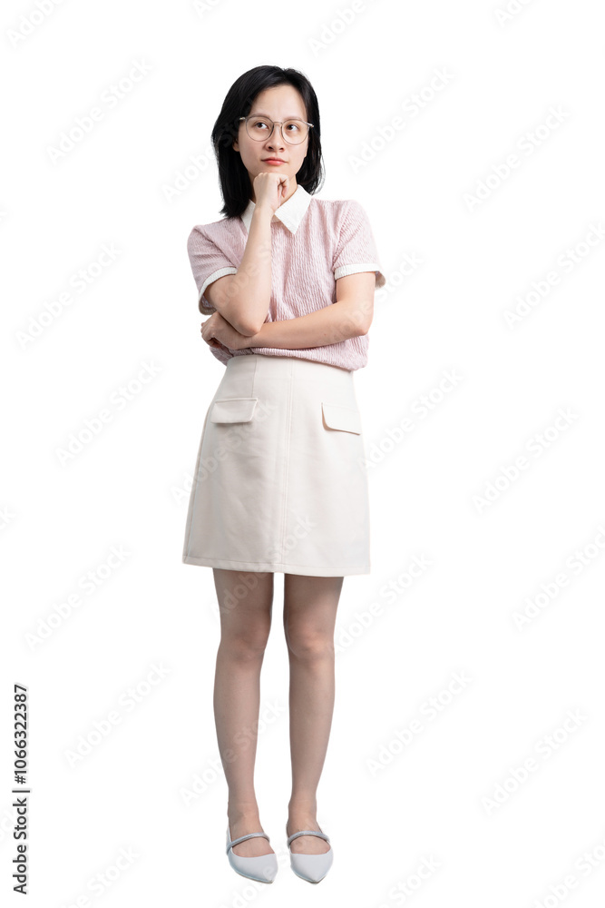 Young Asian woman on blue background Young Asian woman on blue background