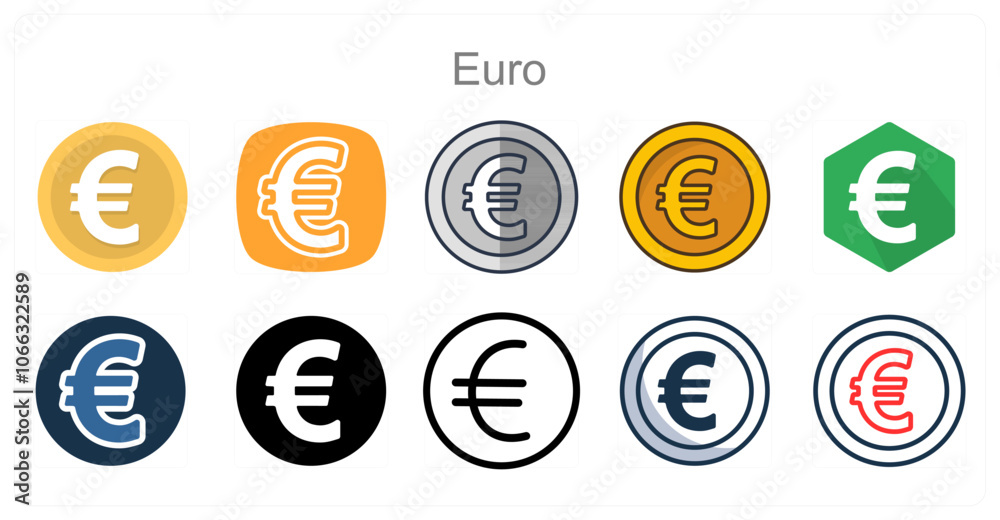 A set of 10 Euro icons as Currency, Euro, Finance A set of 10 Euro icons as Currency, Euro, Finance