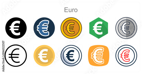 A set of 10 Euro icons as Currency, Euro, Finance