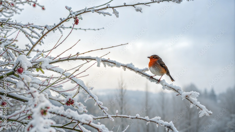 Little Bird on a Snowy Christmas Branch Little Bird on a Snowy Christmas Branch