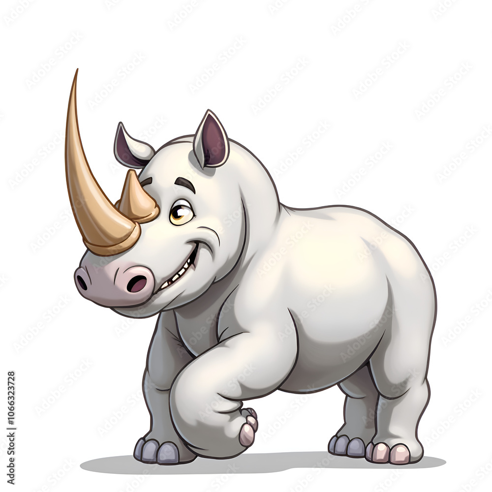 Fototapeta premium Embrace the joy of playfulness and imagination with a whimsical rhino character, digital art of character design concept.