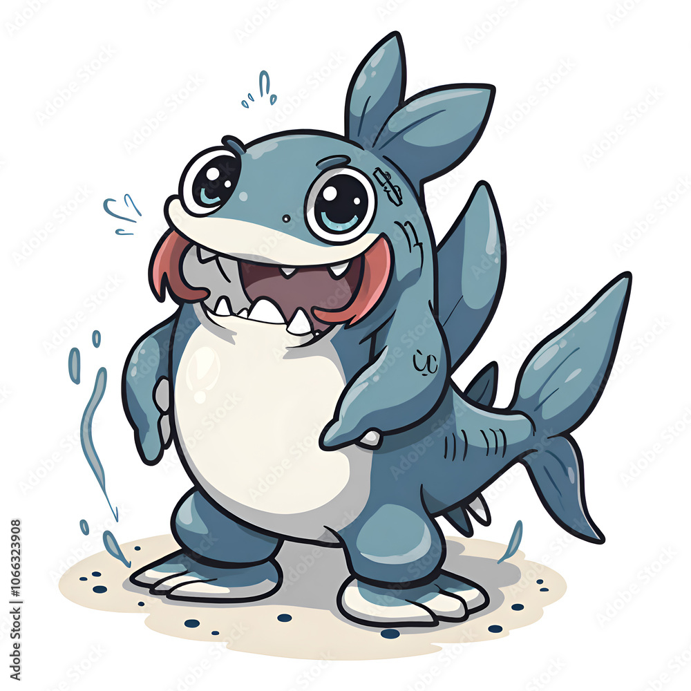 Fototapeta premium Embrace the joy of friendship with your favorite aquatic creature, digital art of character design concept.