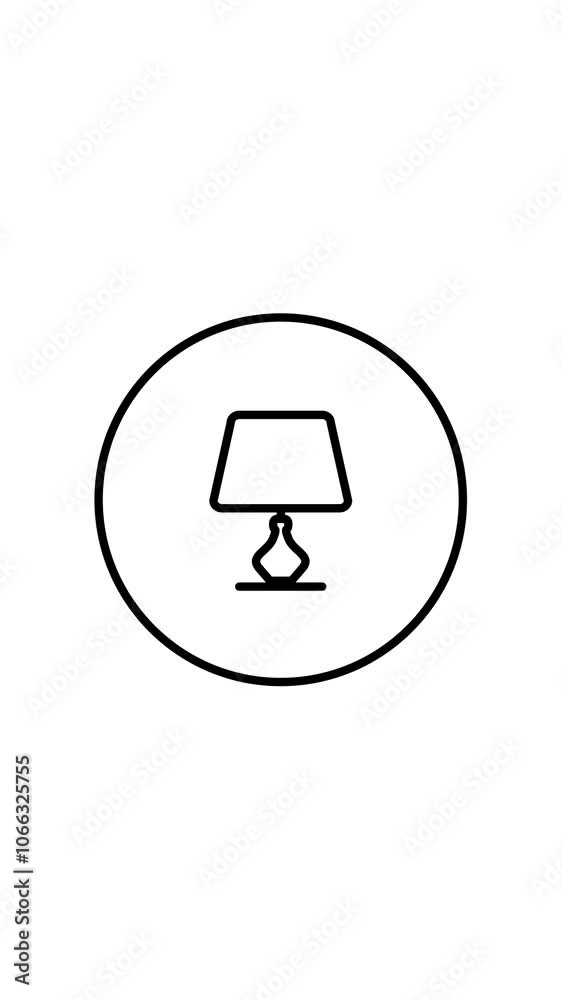 Lamp in circle black and white icon, vertical vector illustration, for web use for light, night lamp, bedroom light. electric lamp Lamp in circle black and white icon, vertical vector illustration, for web use for light, night lamp, bedroom light. electric lamp