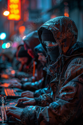 A group of hackers collaborates to breach computer systems under the cover of night