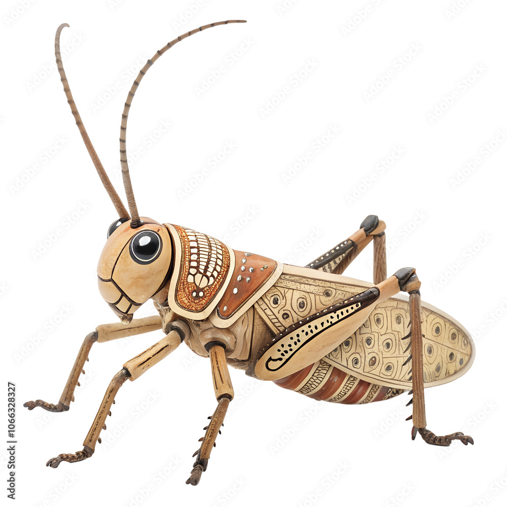 Cute ceramic Giant Weta (insect), figurine with intricate patterns, isolated on a transparent background Cute ceramic Giant Weta (insect), figurine with intricate patterns, isolated on a transparent background