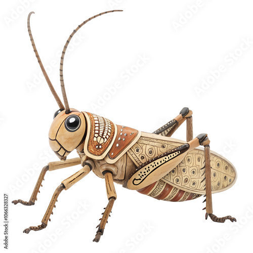 Cute ceramic Giant Weta (insect), figurine with intricate patterns, isolated on a transparent background photo