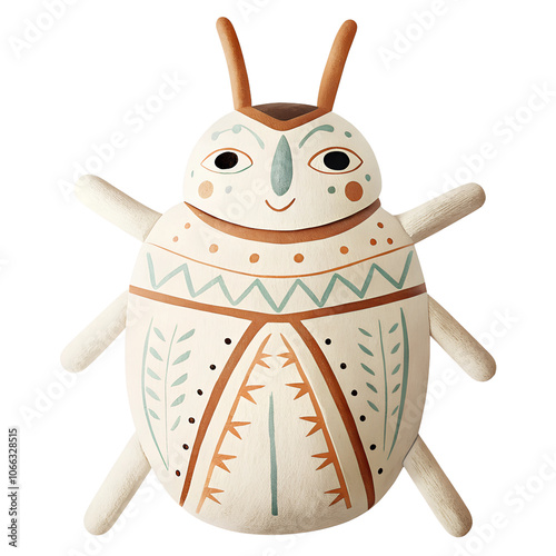 Cute ceramic Giant Weta (insect), figurine with intricate patterns, isolated on a transparent background photo