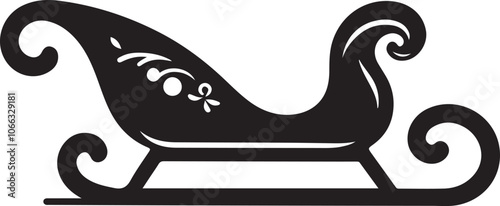 Vector Icon of Santa’s Sleigh - Silhouette on White Background.