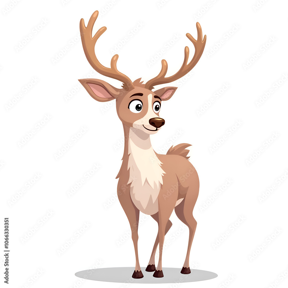 A cheerful deer with magnificent antlers stands proudly in a whimsical landscape, digital illustration of character design concept. A cheerful deer with magnificent antlers stands proudly in a whimsical landscape, digital illustration of character design concept.
