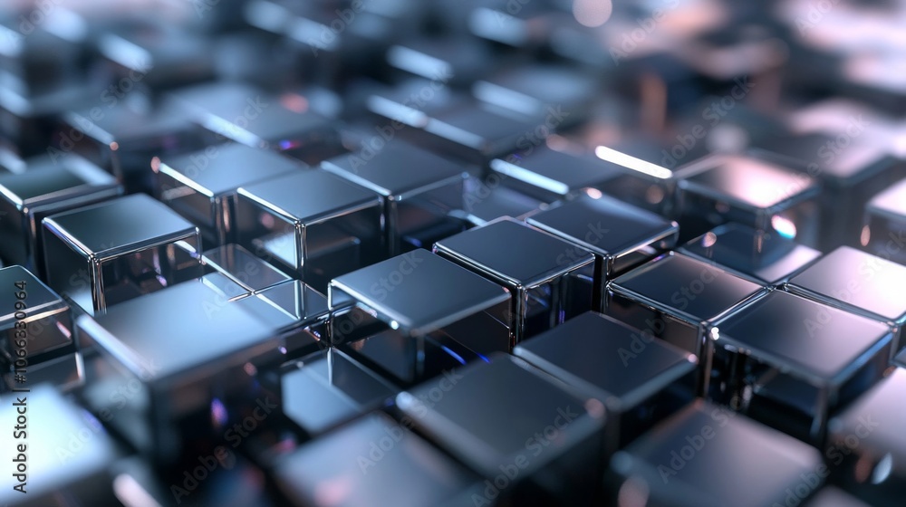 Obraz premium Abstract Pattern of Shiny Silver Cubes
