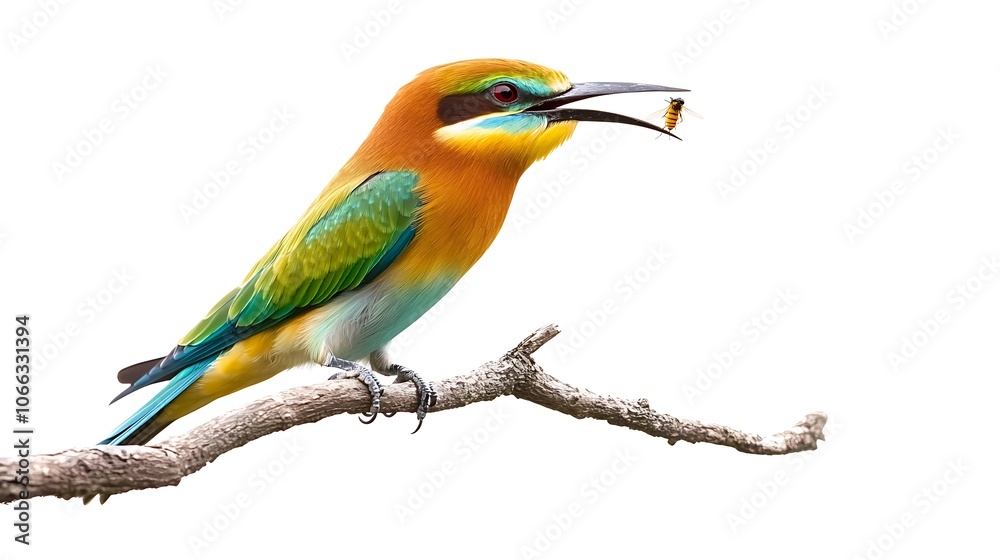 Fototapeta premium blue and yellow billed hornbill isolated on white background