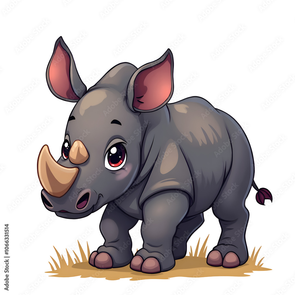 Embrace the joy of imagination with a cute and playful rhino in a vibrant landscape, digital art of cartoon concept. Embrace the joy of imagination with a cute and playful rhino in a vibrant landscape, digital art of cartoon concept.