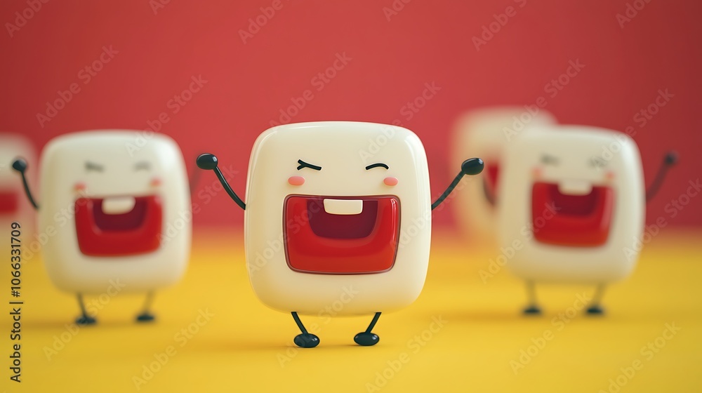 Obraz premium Happy Dancing Characters with Cheerful Expressions