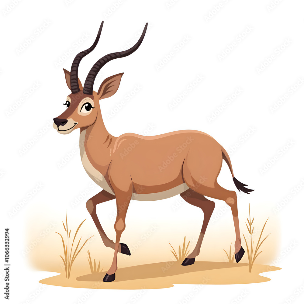 Fototapeta premium Embrace the elegance and charm of nature through a playful antelope illustration, digital illustration of character design concept.