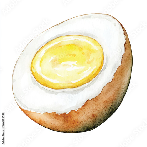Boiled egg food watercolor clipart illustration