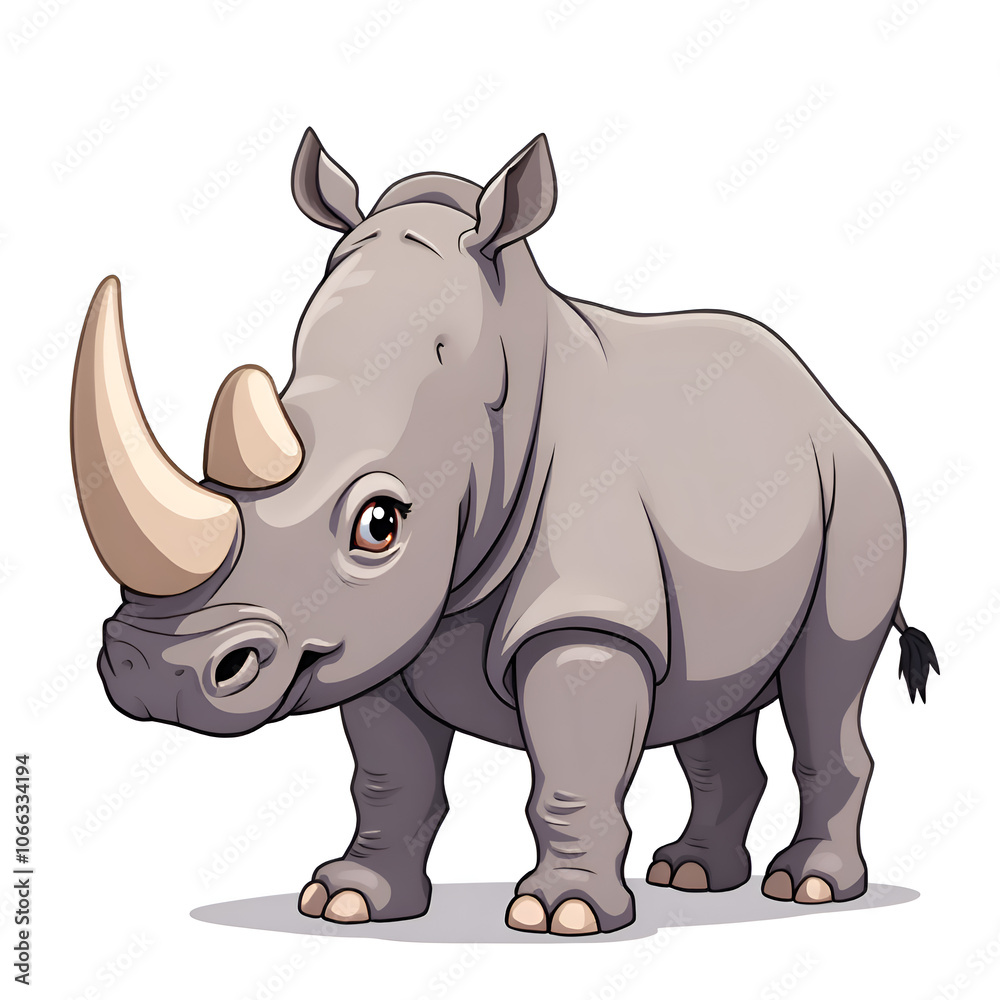 Fototapeta premium Embrace the strength and beauty of wildlife through the mighty rhinoceros, digital illustration of character design concept.
