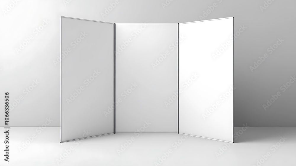 Three Blank White Panels with Thin Black Frames Three Blank White Panels with Thin Black Frames