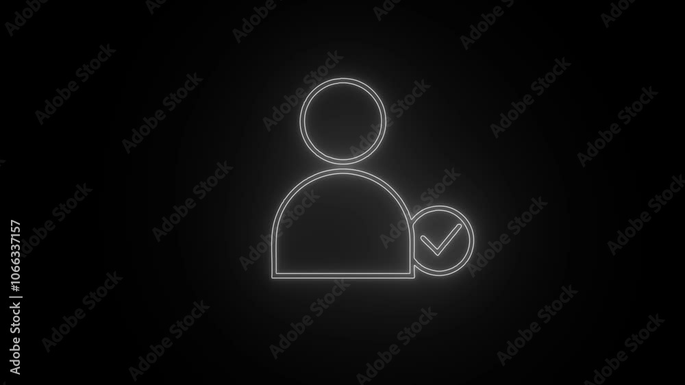 Neon Identification access concept man icon animation with dark background. Neon Identification access concept man icon animation with dark background.