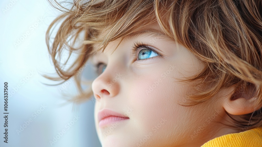 A child with tousled hair and a carefree expression, looking off camera, conveying a sense of wonder and innocence. A child with tousled hair and a carefree expression, looking off camera, conveying a sense of wonder and innocence.