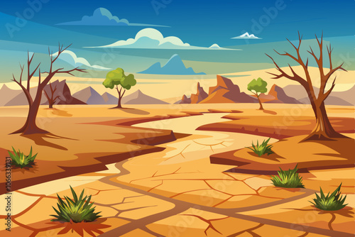 A natural scene desert landscape illustration