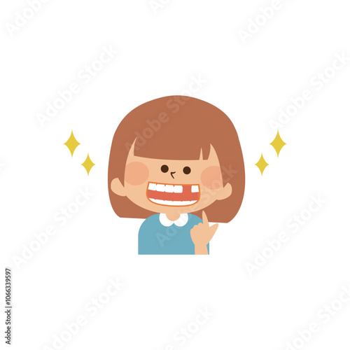 子供　歯　乳歯抜ける　かわいいイラスト素材
