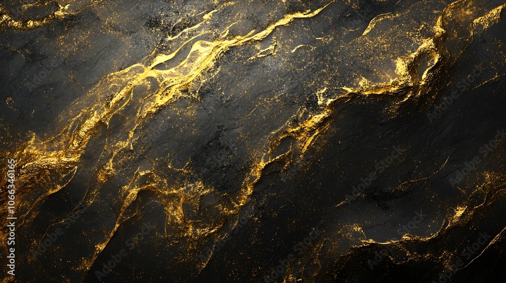 Abstract Black and Gold Swirling Pattern
