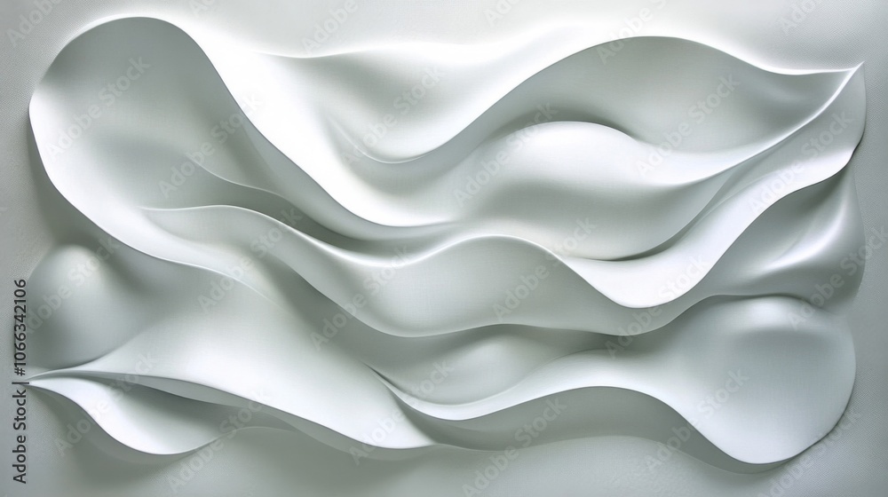 Obraz premium Abstract White 3D Sculpted Waves Pattern