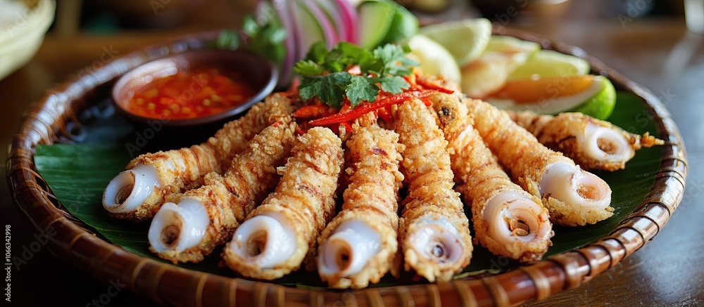 A beautifully arranged plate of Cumi Goreng (fried squid) A beautifully arranged plate of Cumi Goreng (fried squid)