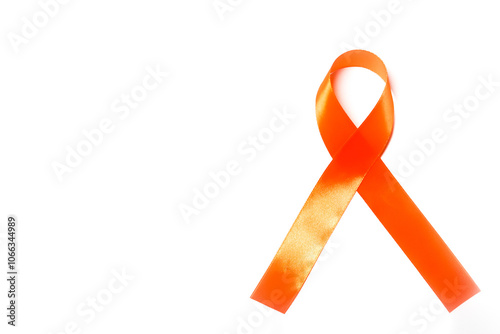 orange ribbon with negative space as a symbol of leukemia awareness