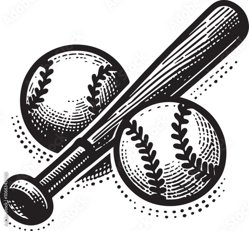 Classic Baseball Bats and Ball Design 