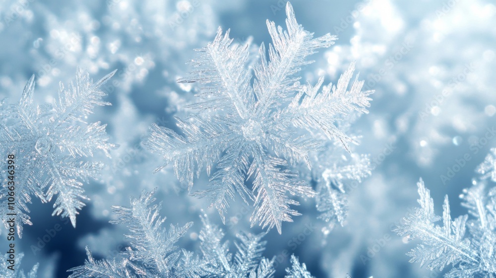 A Detailed Close-up of a Delicate, Crystallized Snowflake A Detailed Close-up of a Delicate, Crystallized Snowflake