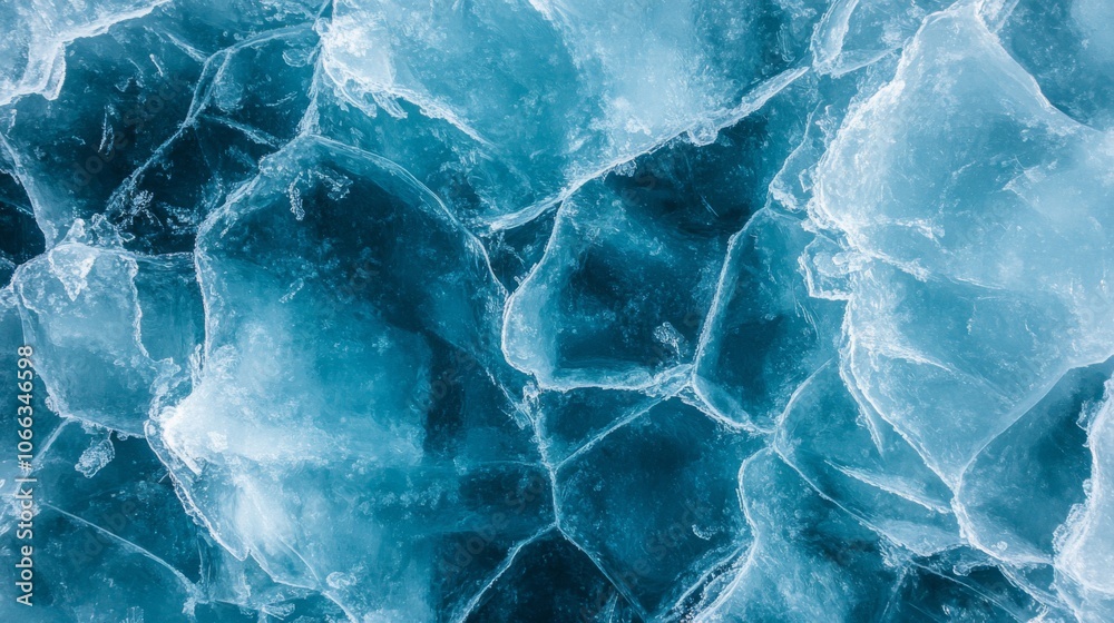 Obraz premium Abstract Pattern of Cracked Ice on a Frozen Lake