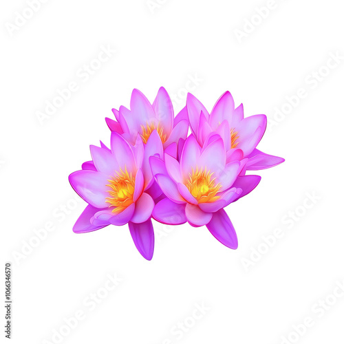 Pink Water Lilies on White Background