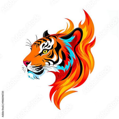 Wallpaper Mural illustration of  tiger animal mascot head logo on white background. Torontodigital.ca