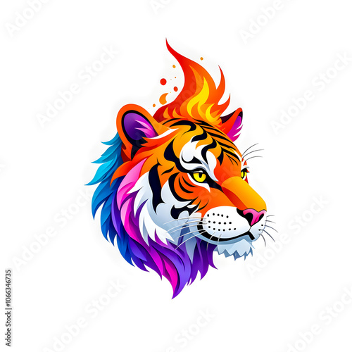 Wallpaper Mural illustration of  tiger animal mascot head logo on white background. Torontodigital.ca