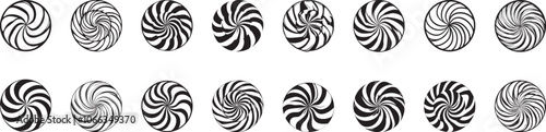 Collection of Peppermint swirl candy clean simple vector silhouette black