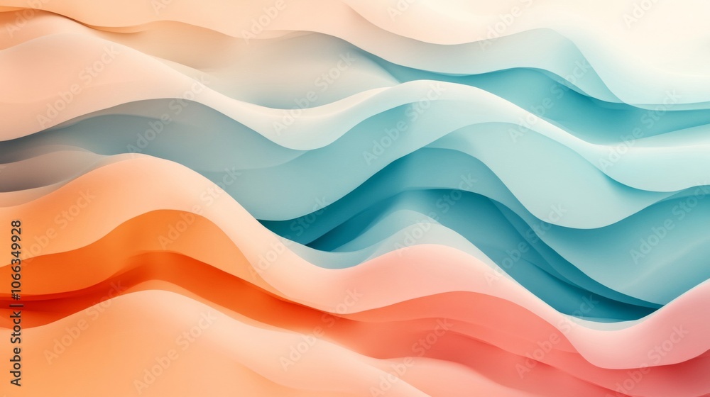 Fototapeta premium Abstract Wavy Pattern with Blue, Orange, and Pink Hues