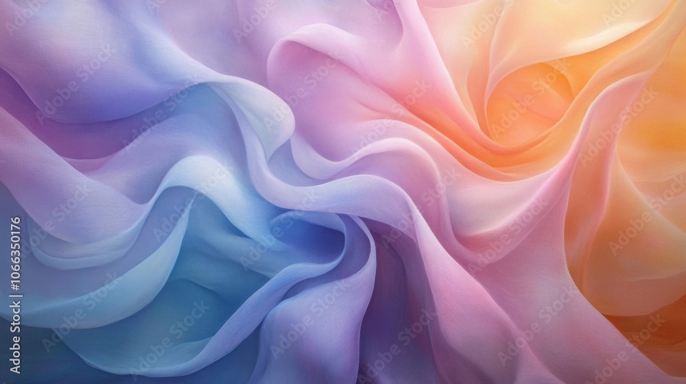 Obraz premium Abstract Swirling Pastel Fabric with Gradient Colors