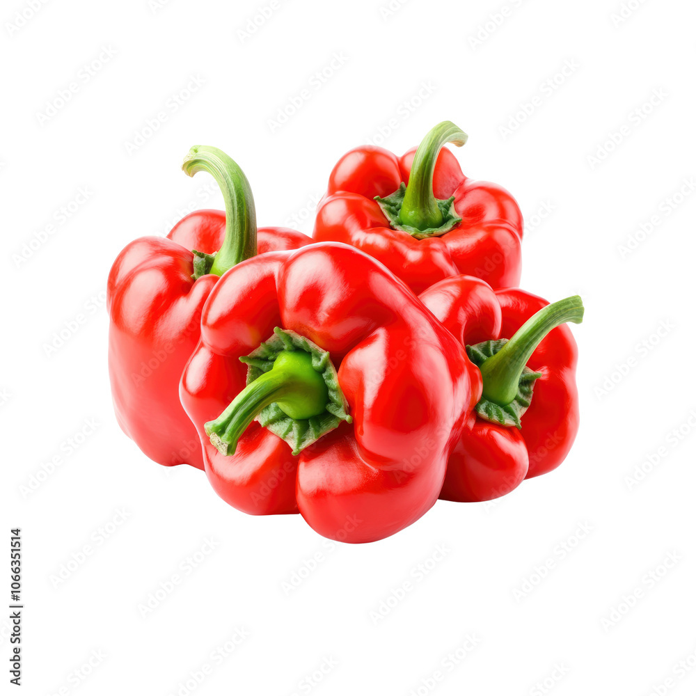 Fresh Red Bell Peppers Isolated on White Background Fresh Red Bell Peppers Isolated on White Background