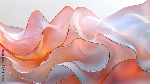 Wallpaper Mural Abstract Wavy Pink and White Shapes with Gold Accents Torontodigital.ca