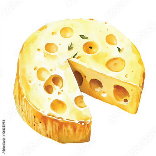 Cheese Harmonica watercolor clipart illustration