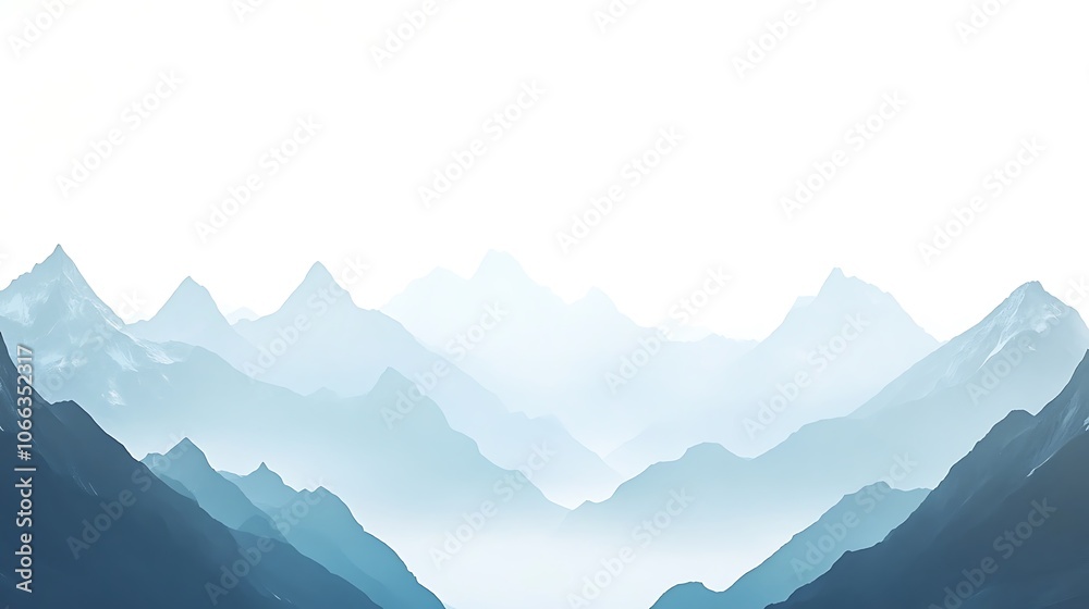 Fototapeta premium Blue Mountains Silhouette Against a White Sky